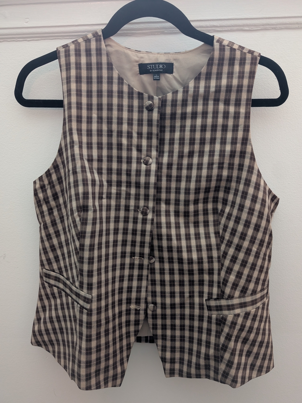Brown Plaid Sleeveless Vest And Skirt Set - Boutique 1861